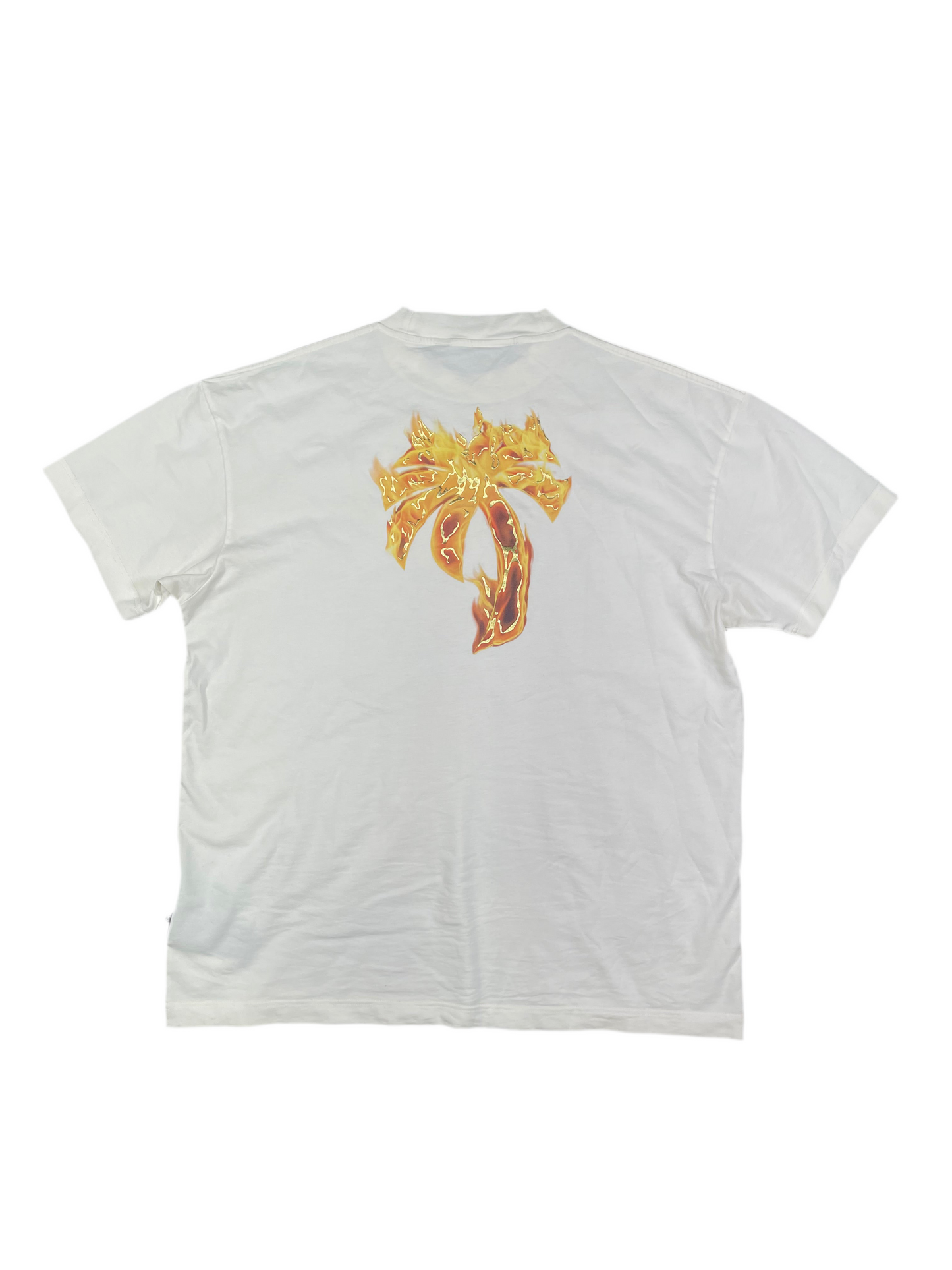 Palm Angels Burning Palm Logo Cotton T-Shirt White