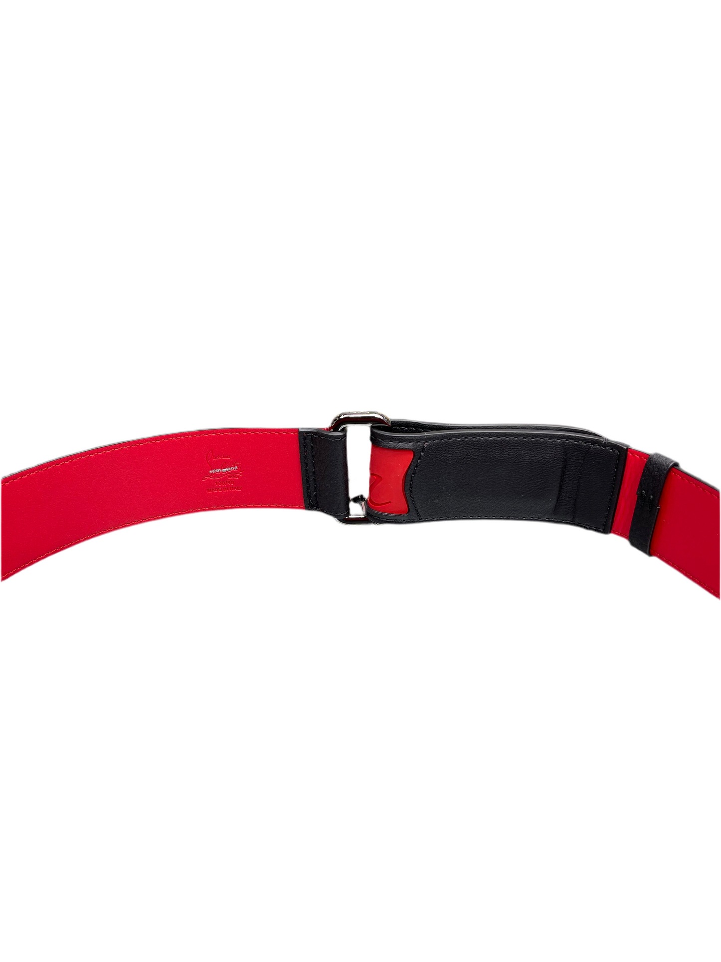Christian Louboutin Vegan Leather Loubi Belt Black Red