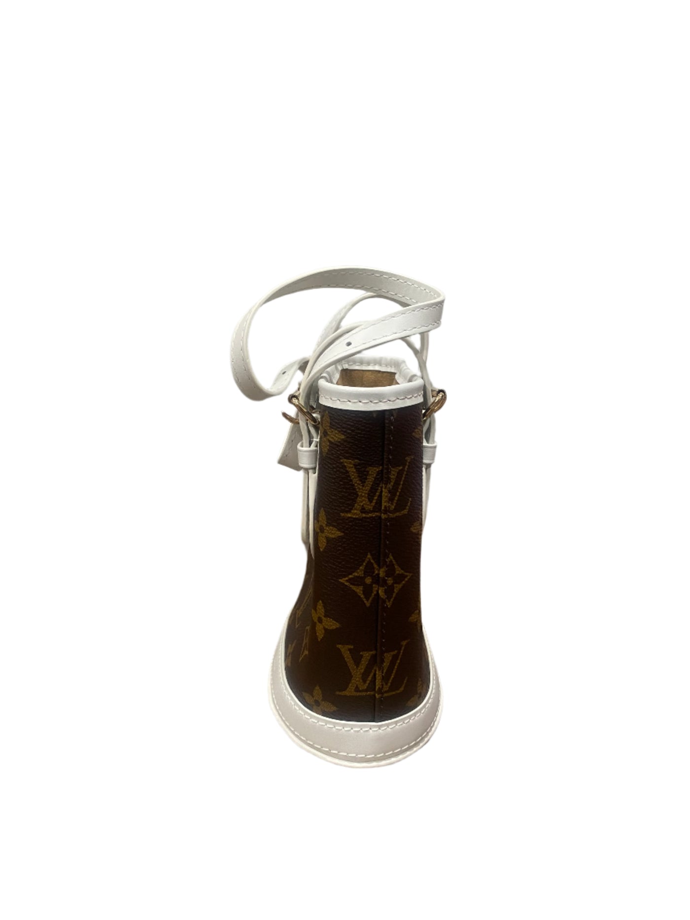 LV Match Monogram Nano Bucket Satchel Brown White