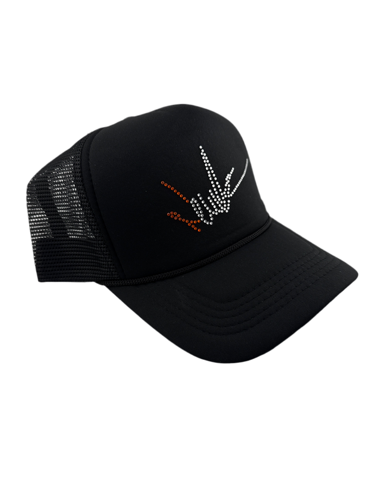 NewYrrk Black Hat w/ Orange White Crystals