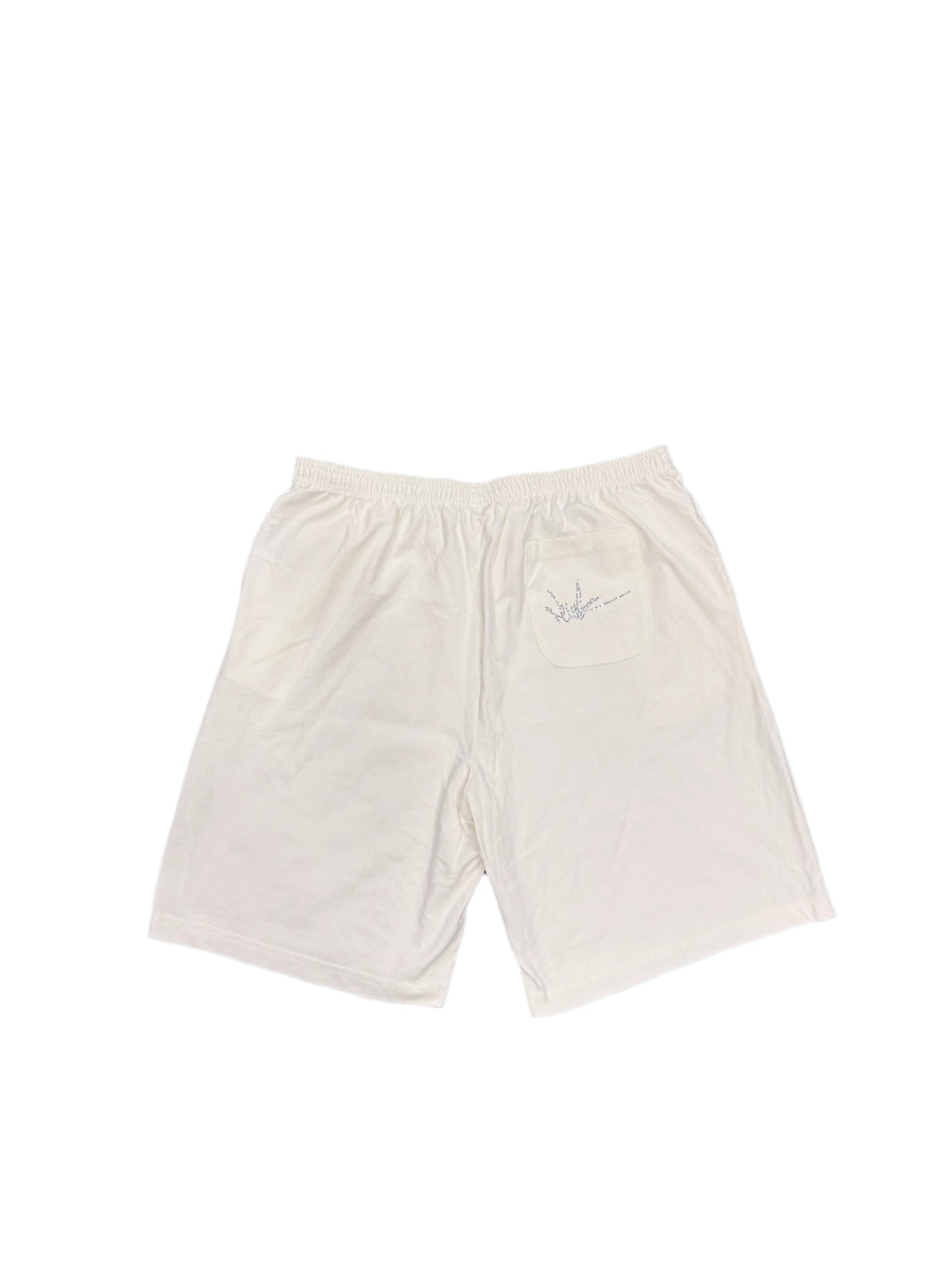 NewYrrk White Cotton Shorts Logo w/ White Crystal