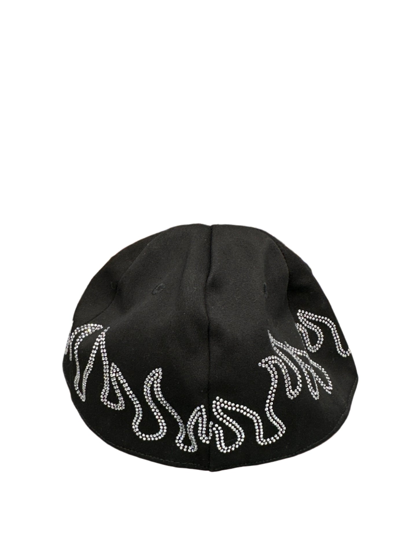 Palm Angels Rhinestone Flame Logo Baseball Cap Black Silver