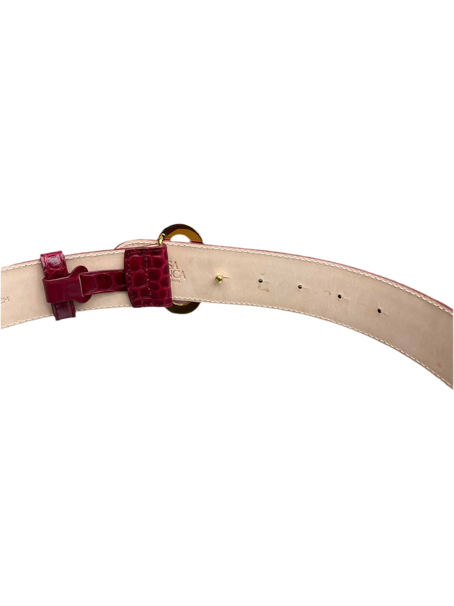 Casablanca Embossed Leather CC Logo Buckle Belt Red