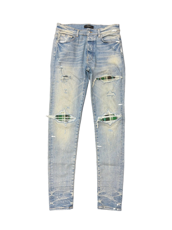 Amiri MX1 Plaid Jeans Clay Indigo