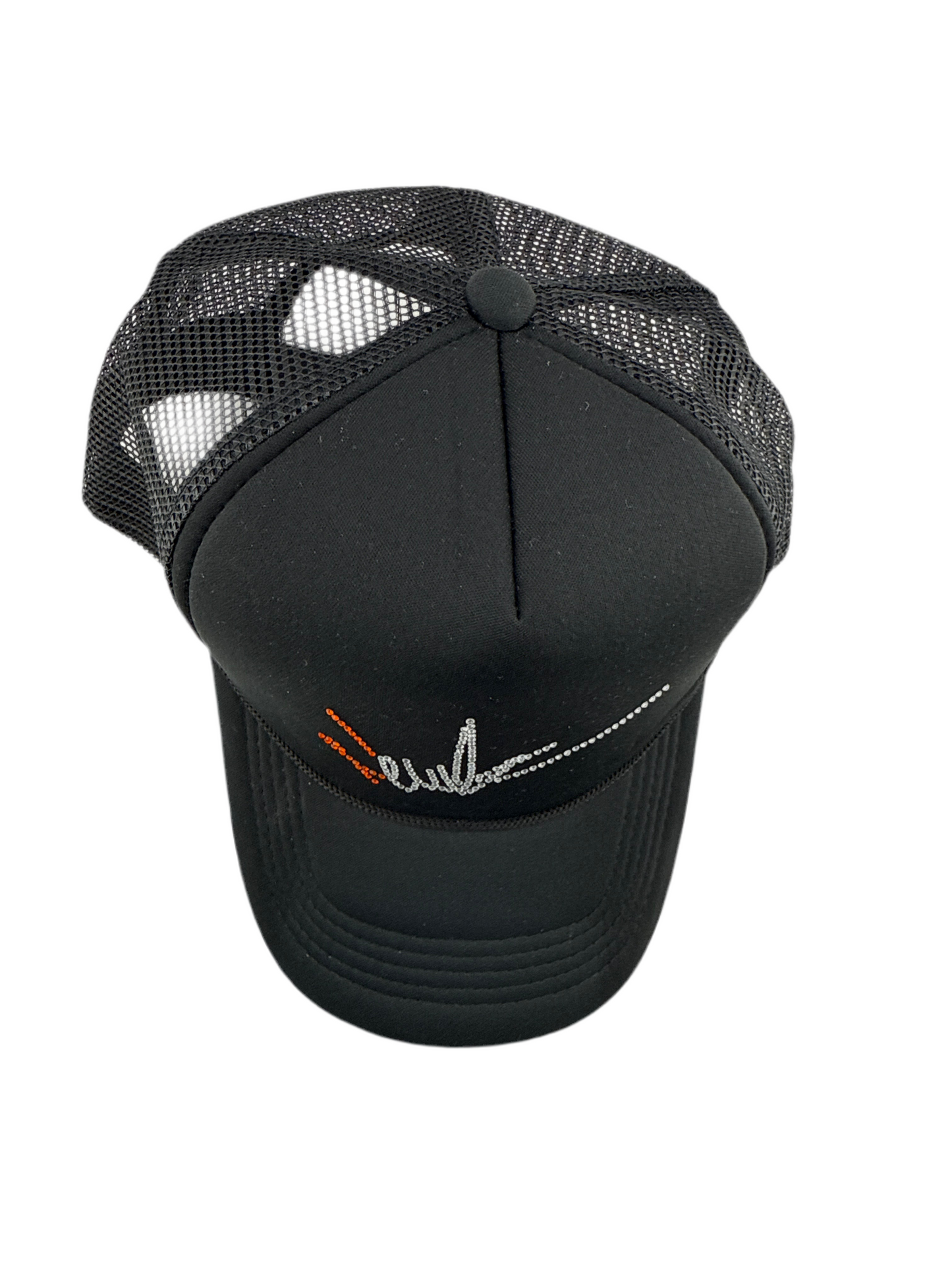 NewYrrk Black Hat w/ Orange White Crystals