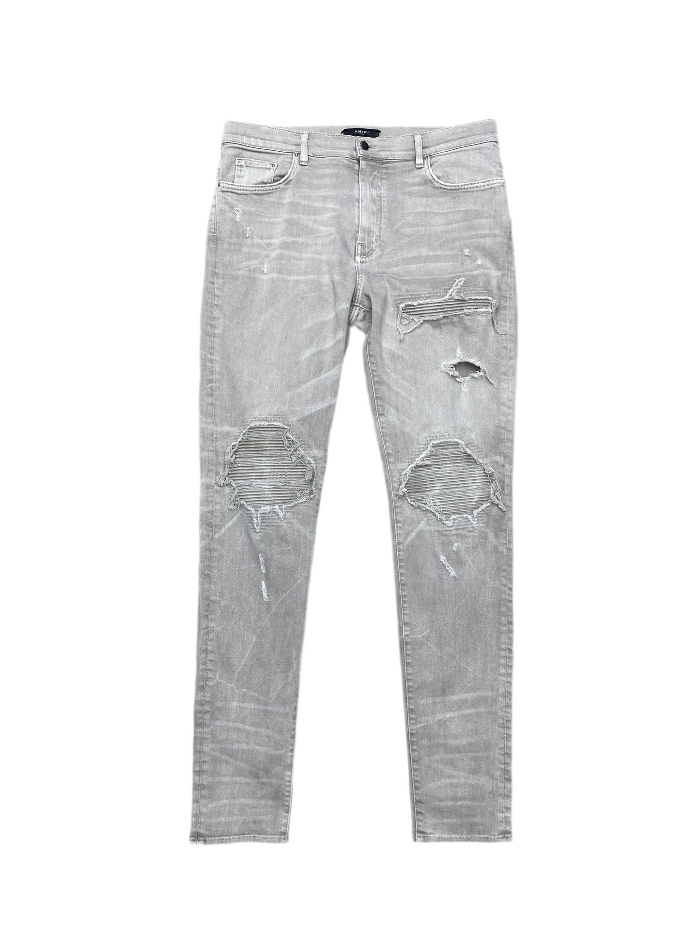 Amiri MX1 Tonal Denim Patch Jeans Light Grey