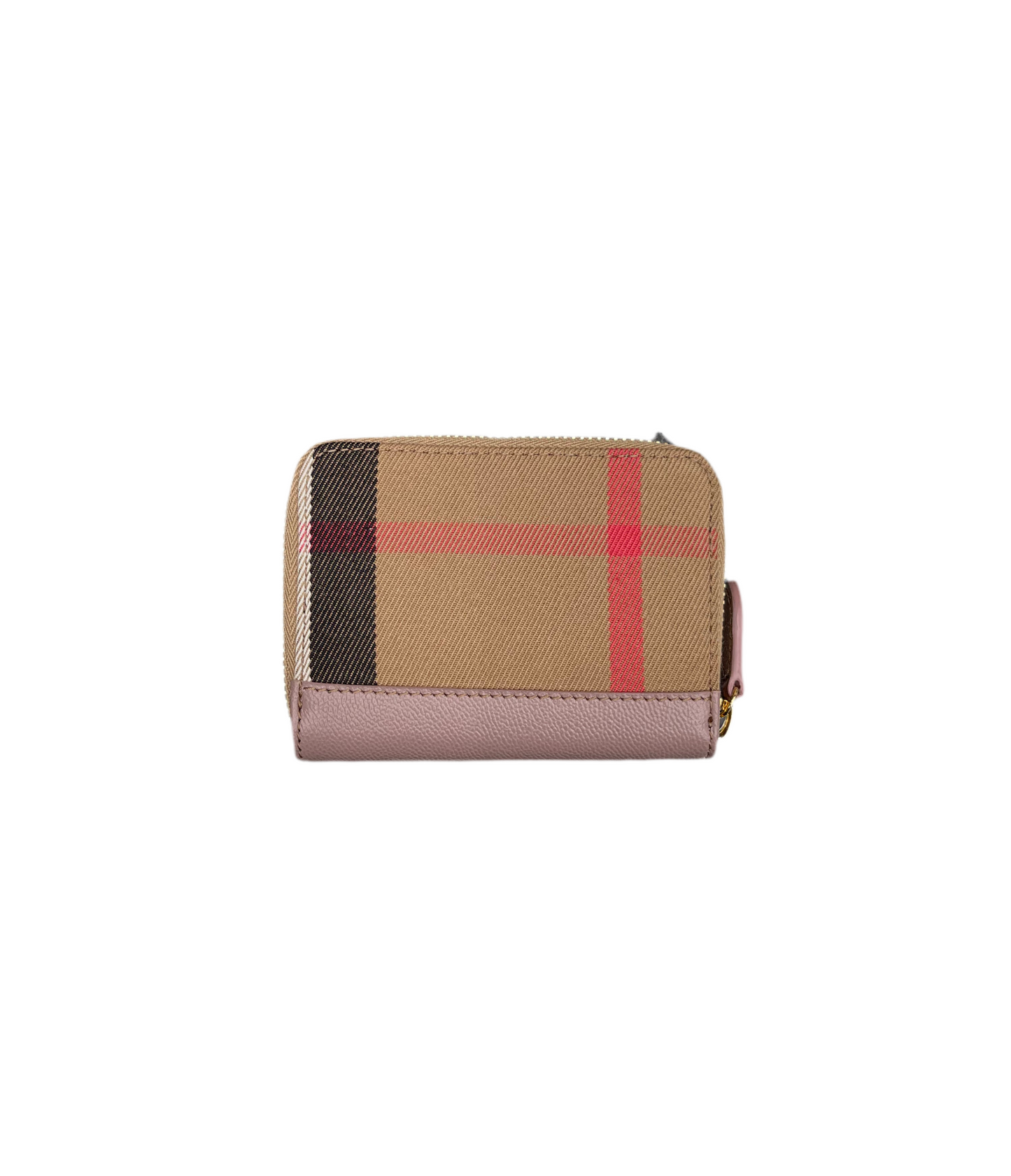 Burberry Check Compact Coin Wallet Beige Ash Pearl