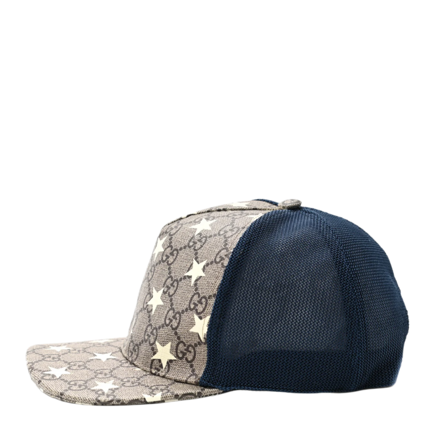 Gucci GG Supreme Monogram Stars Baseball Hat Beige Blue