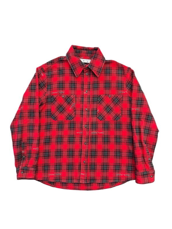 Off-White Stencil Check Coach Jacket Red