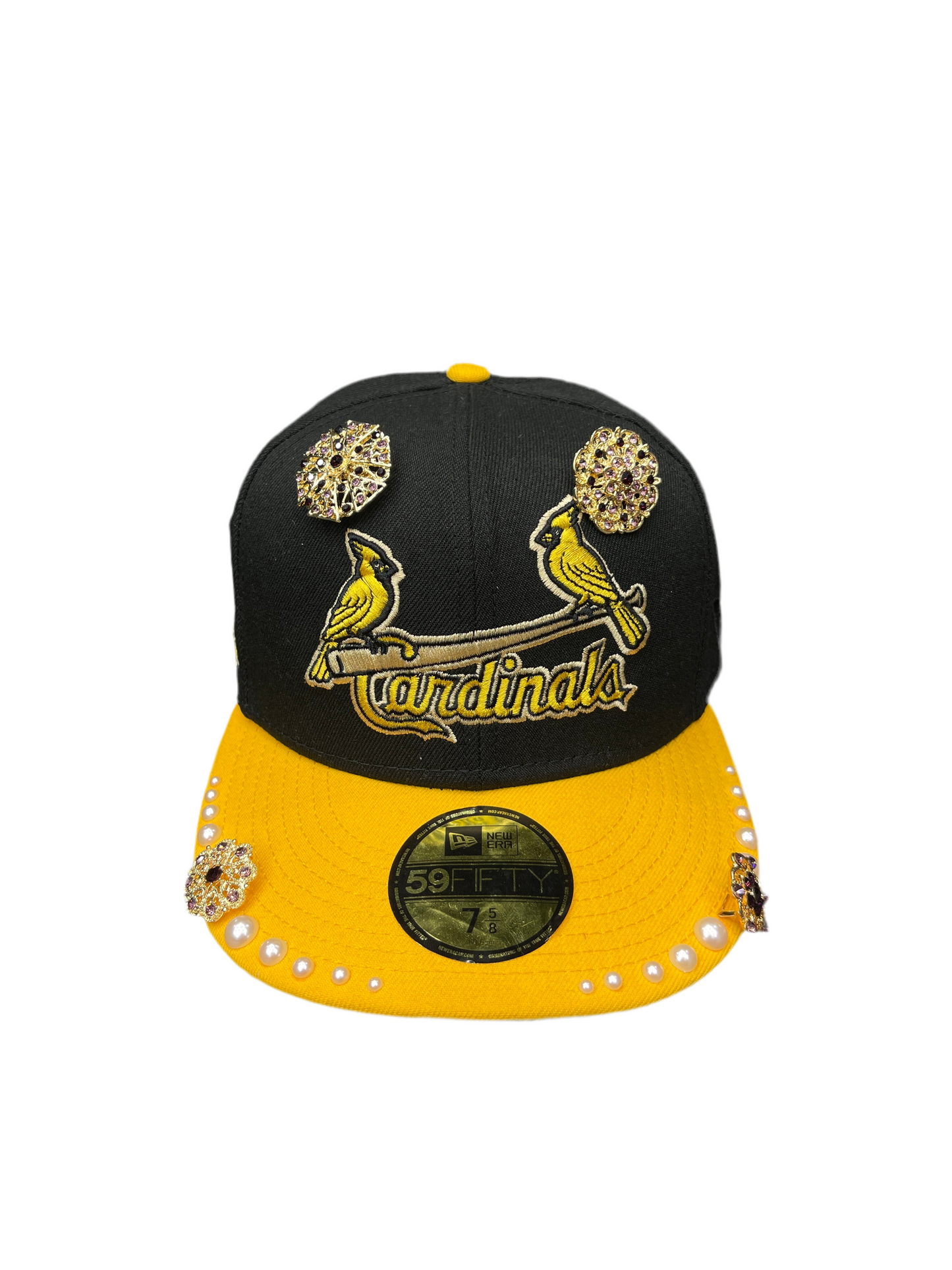 New Era 59Fifty St. Louis Cardinals Hat Black Yellow (Customized)