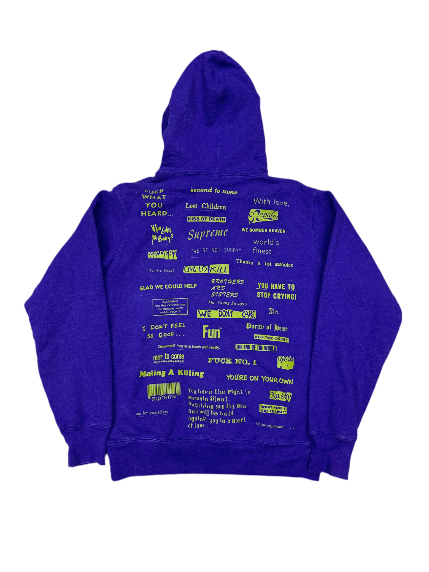 Supreme Stop Crying Purple Hoodie