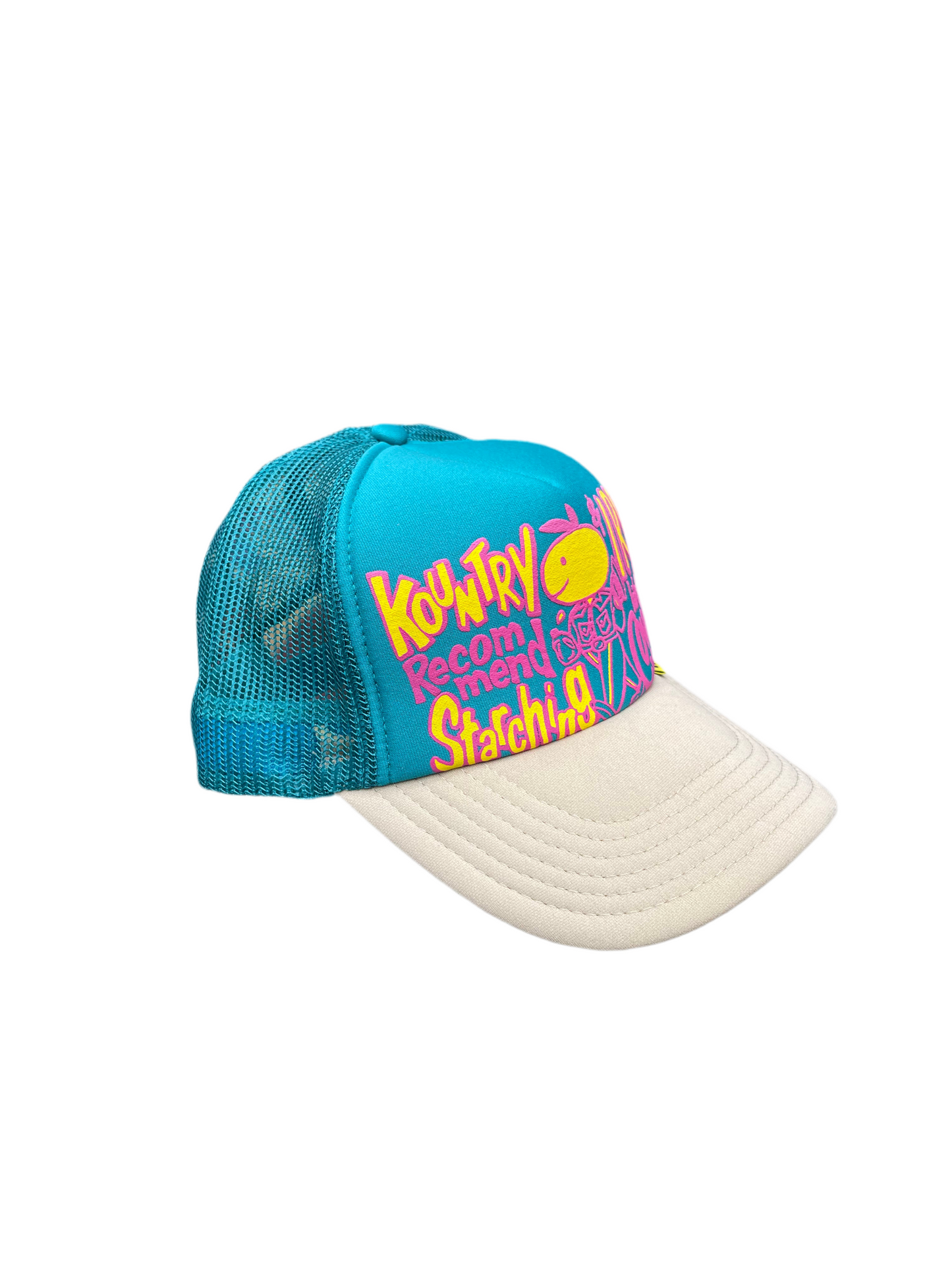 Kapital Kountry Cowboy Way Trucker Hat Turquoise Beige