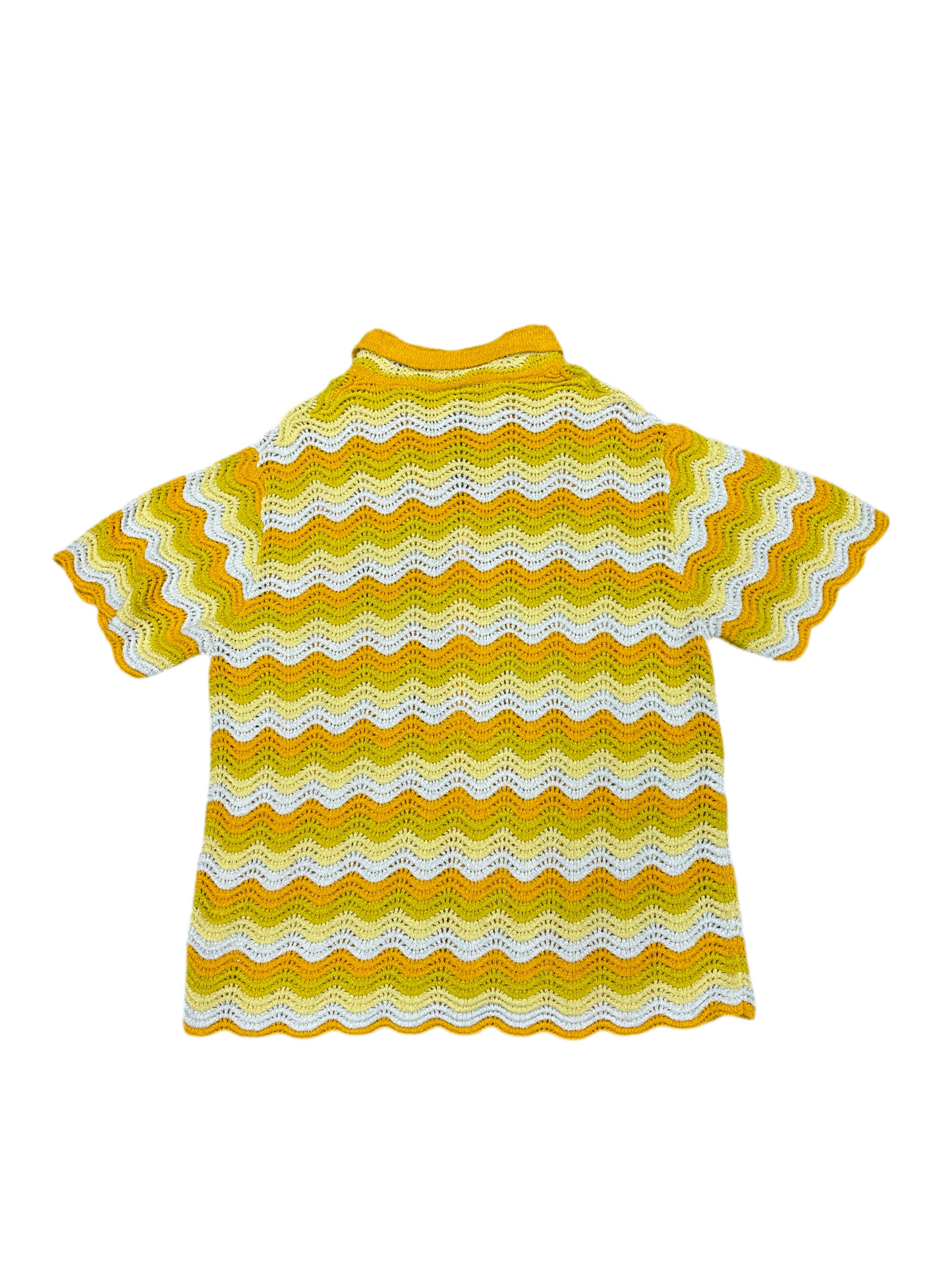 Casablanca Wavy Gradient Open Knit Polo Sweater