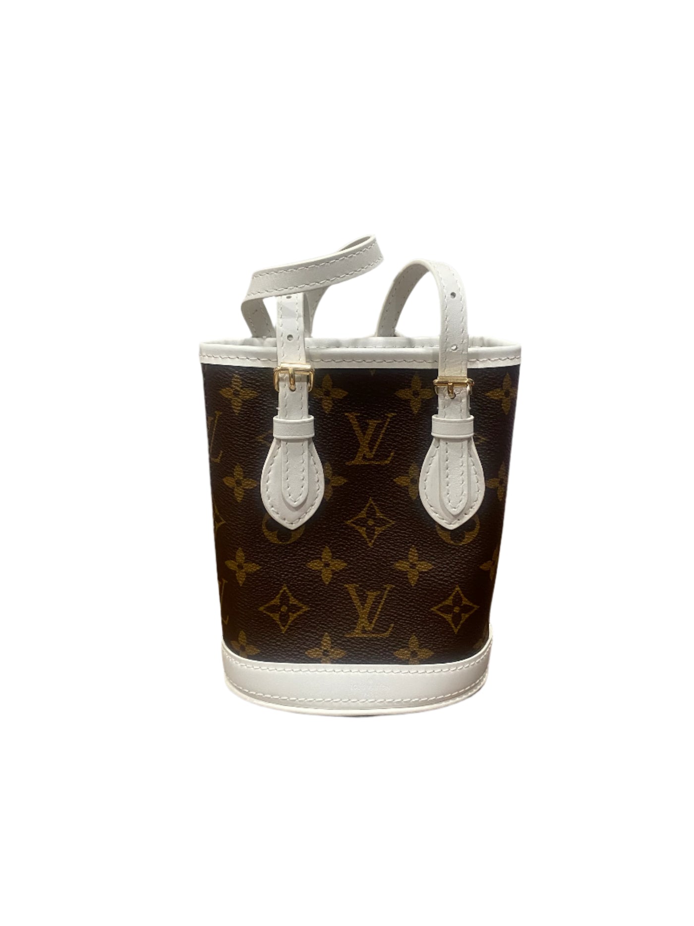 LV Match Monogram Nano Bucket Satchel Brown White