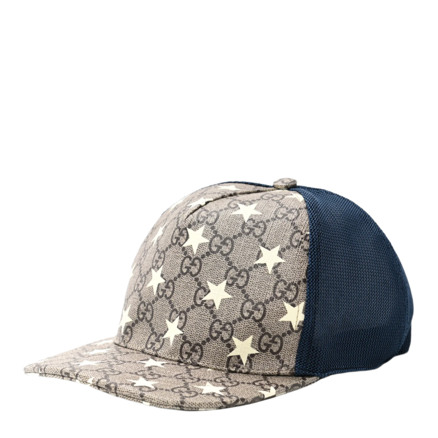 Gucci GG Supreme Monogram Stars Baseball Hat Beige Blue