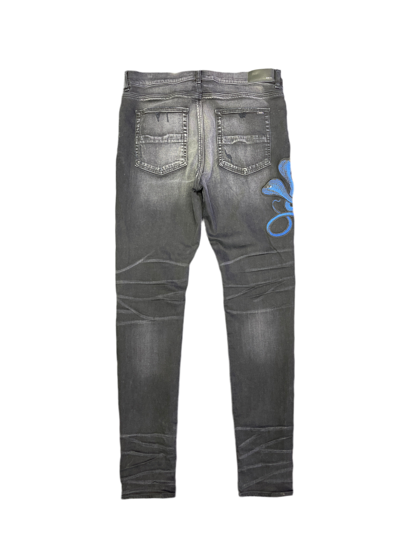 Amiri Blue Snake Trasher Jeans Aged Black
