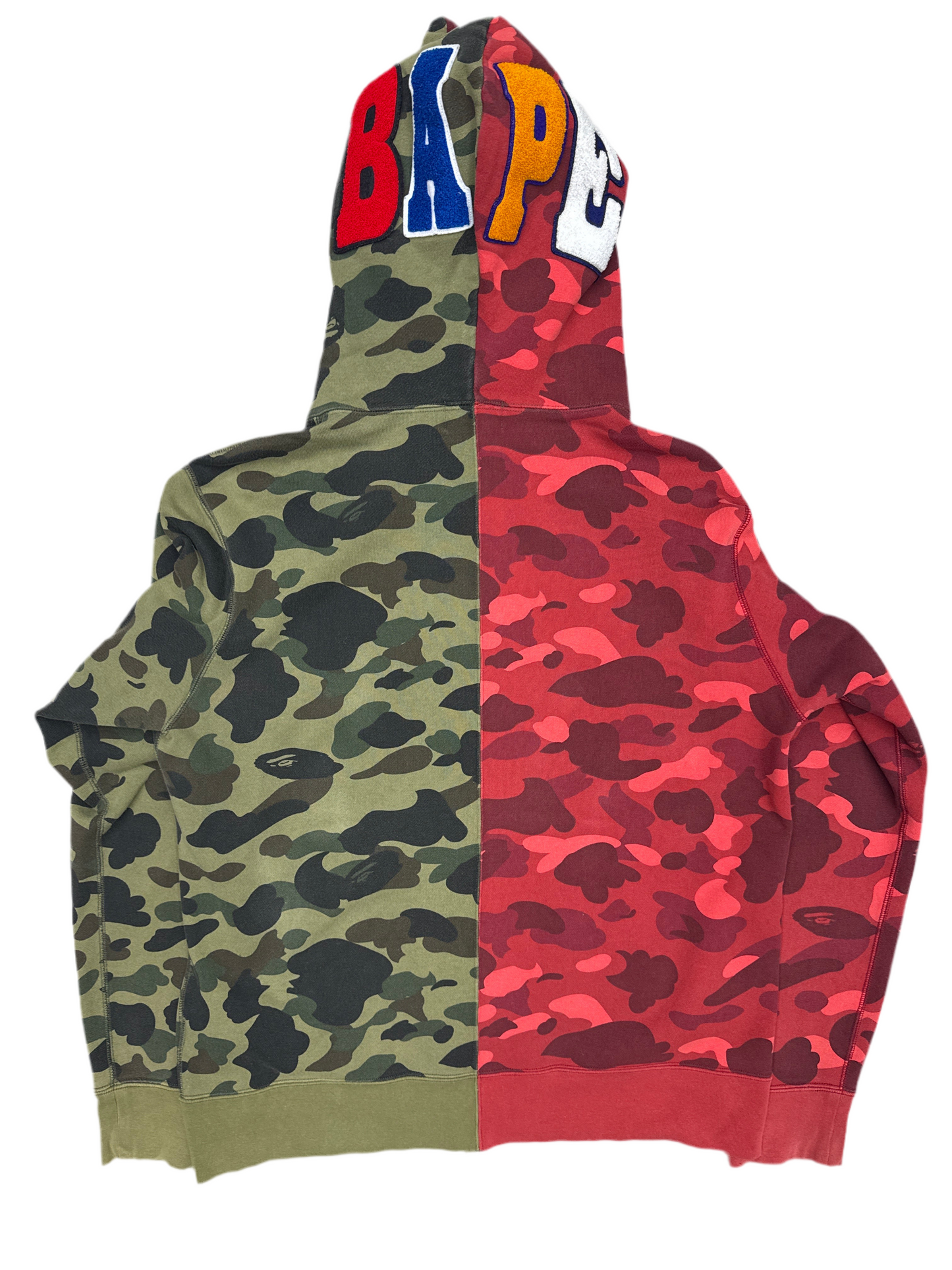 Bape Red Green Half Camo Zip Up