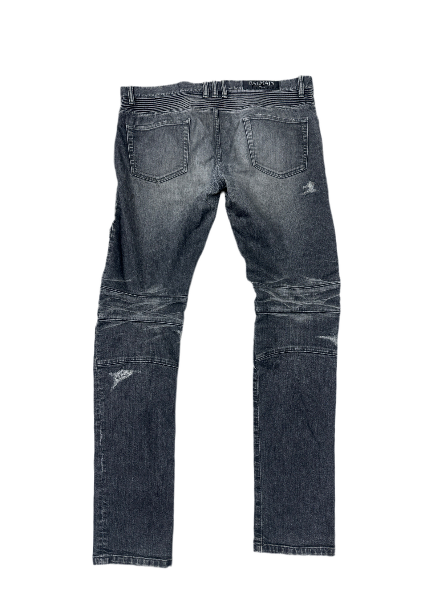Balmain Grey Denim Biker Jeans