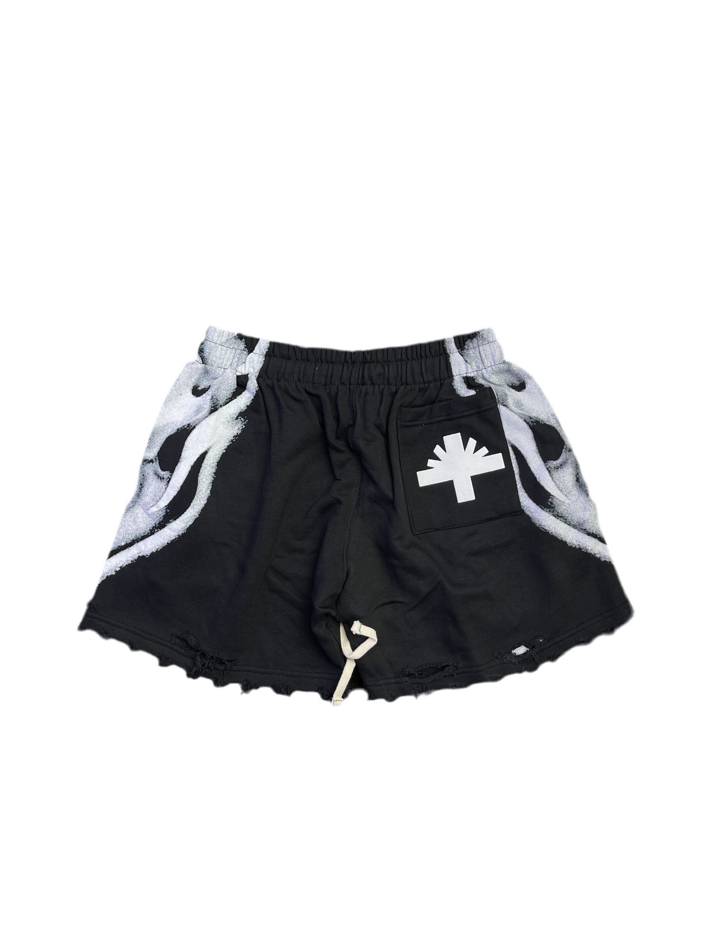 Vertabrae Skull Shorts Black White