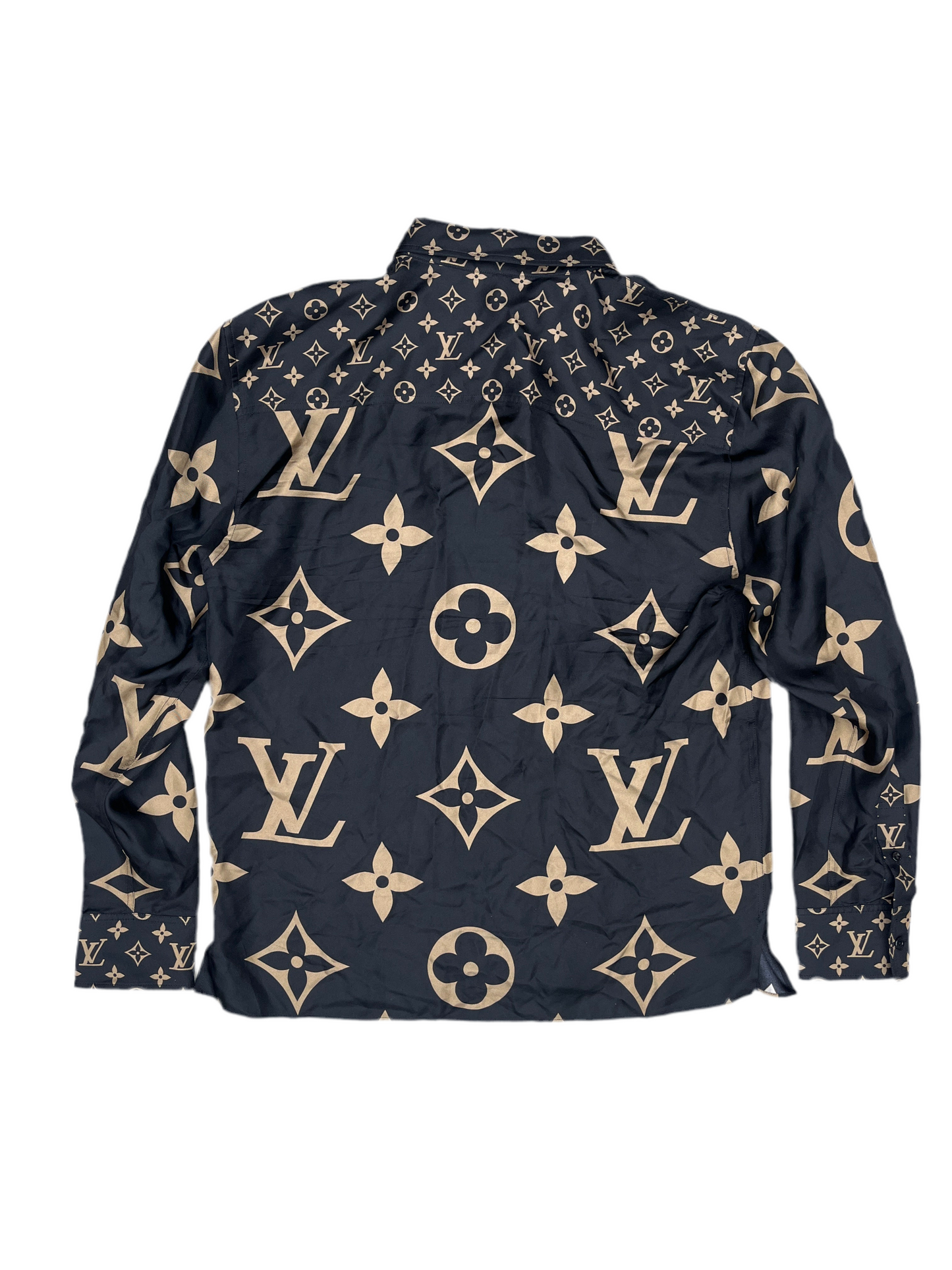 LV Ange Black Silk Long Sleeve Button Up Shirt