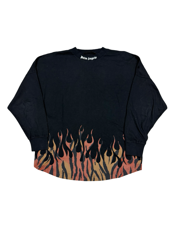 Palm Angels Graffiti Flames Crewneck Black