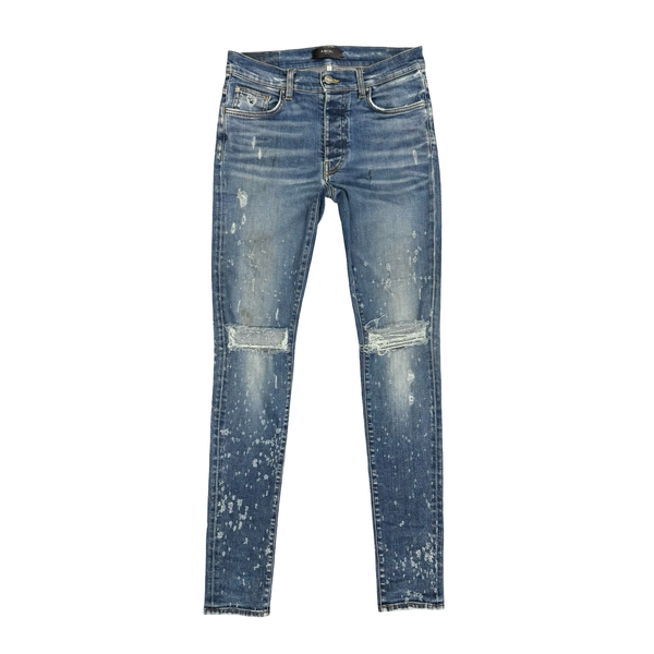 Amiri Knee Rip Shotgun Jeans Blue