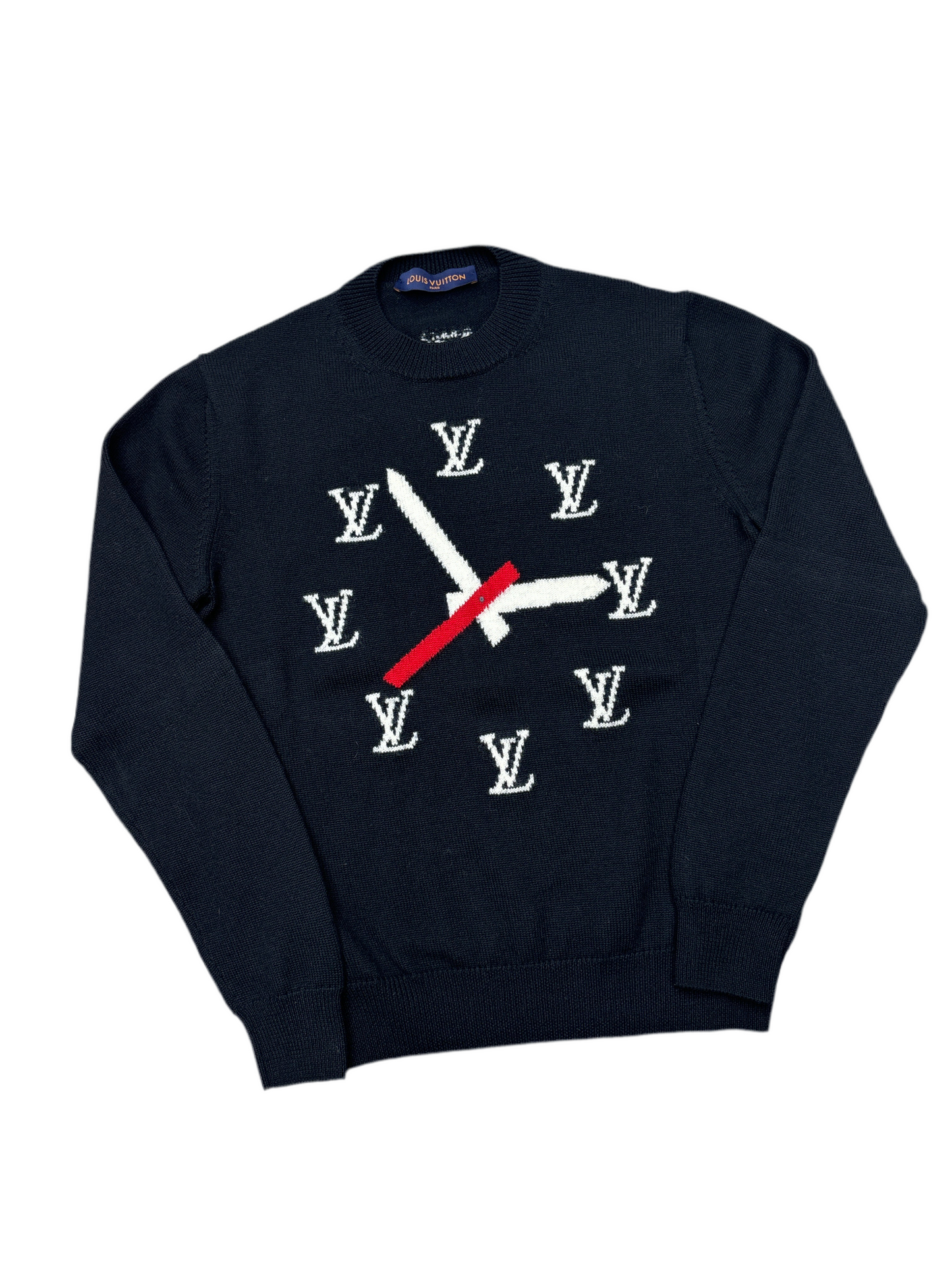 Louis Vuitton Black Monogram Clock Wool Sweater