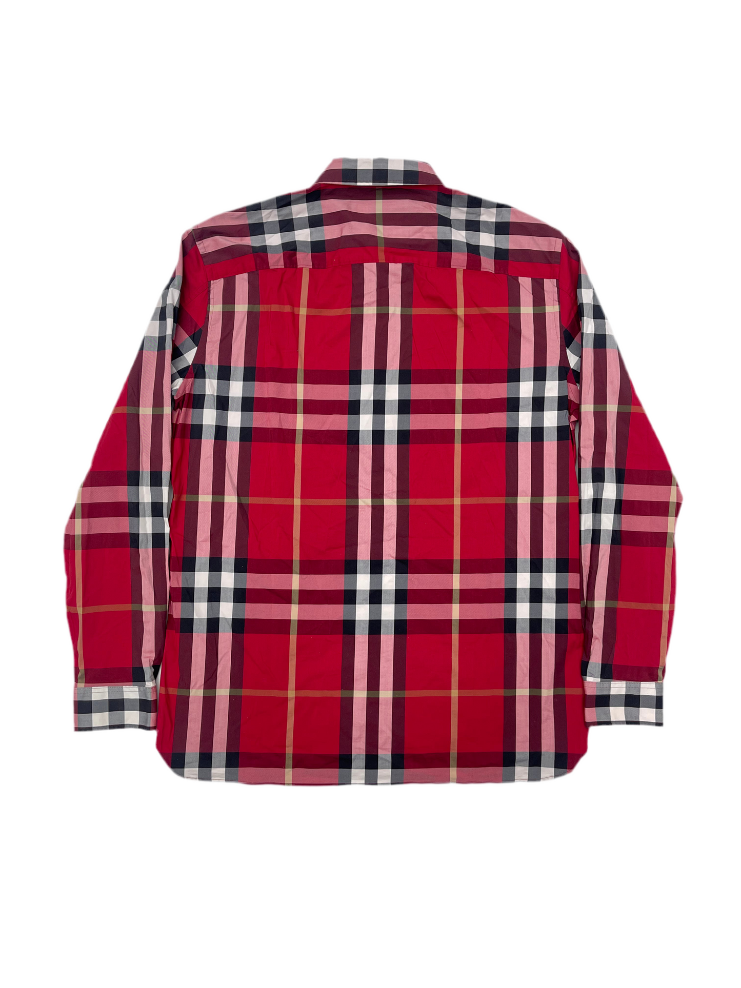 Burberry Brit Nova Check Pattern Long Sleeve Polo Shirt Red