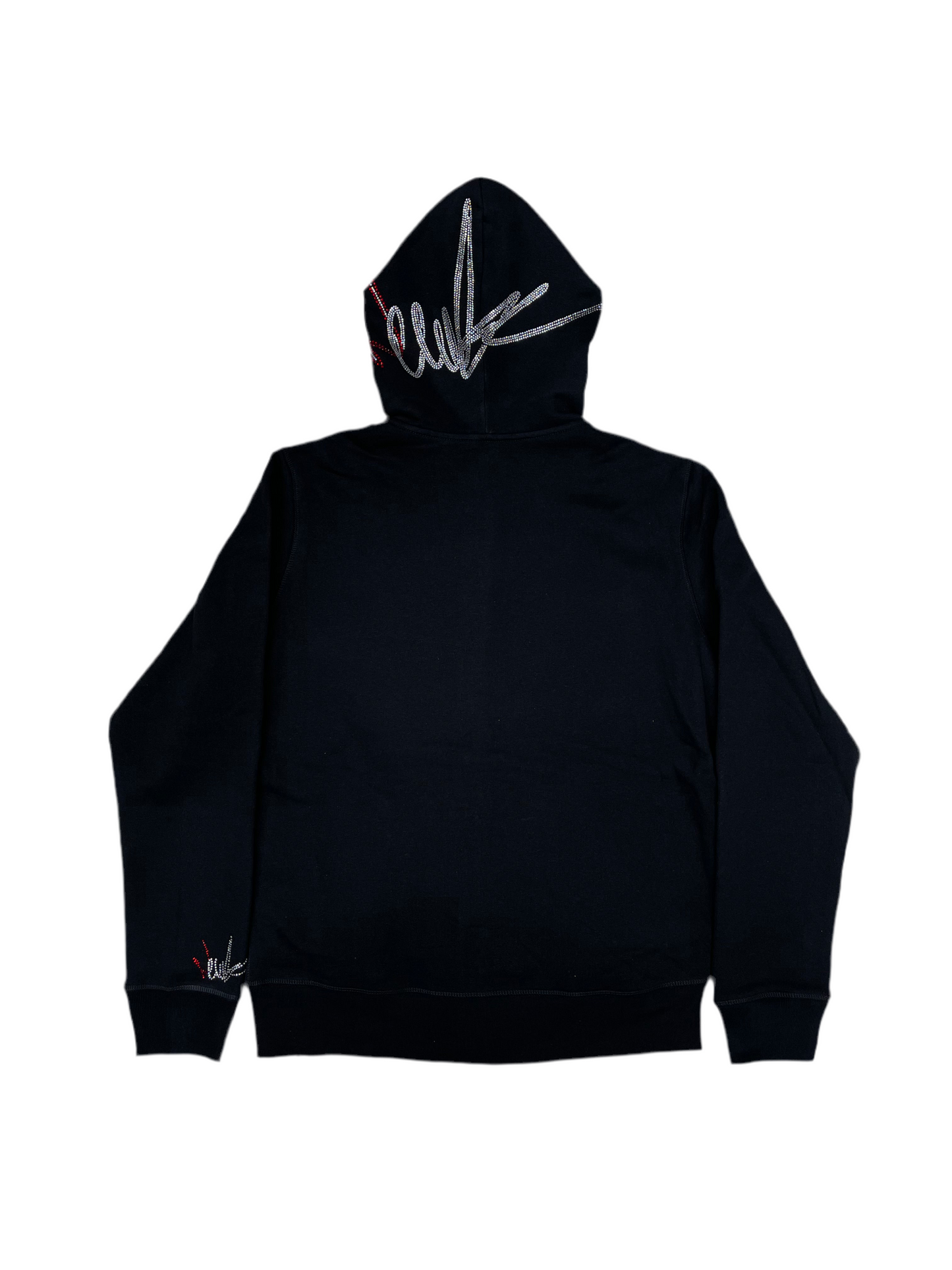 NewYrrk Black Zip-Up Hoodie w/ Red White Crystal