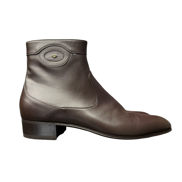 Gucci Ankle Boot Logo Embellished Brown
