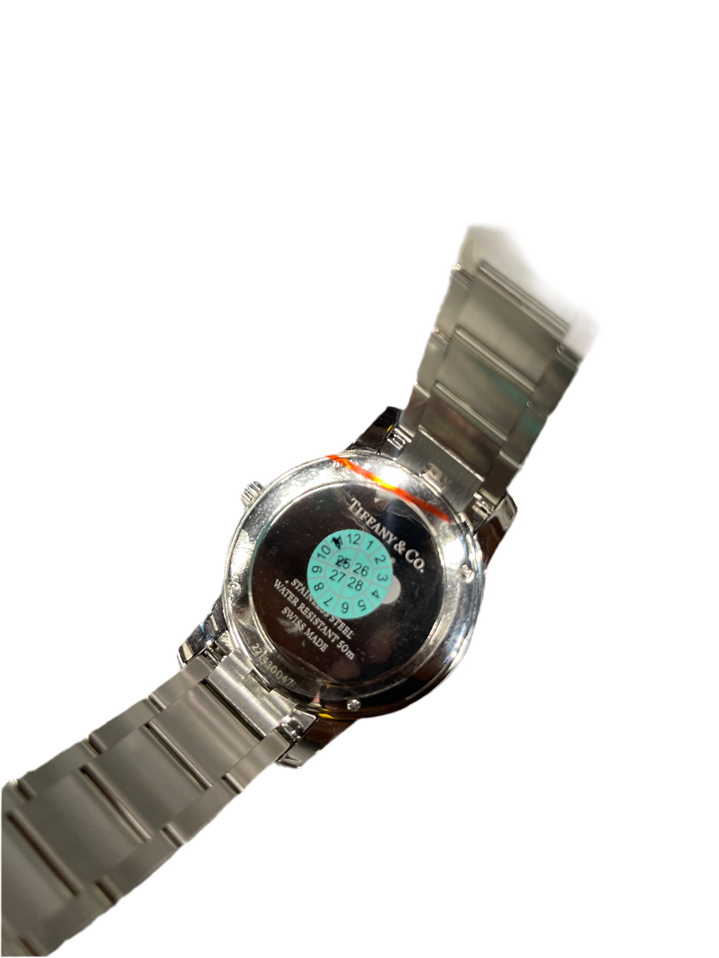 Tiffany & Co. Atlas Dome Date Stainless Steel Watch White Silver