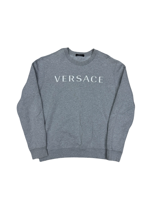 Versace Chest Logo Crewneck Pullover Grey