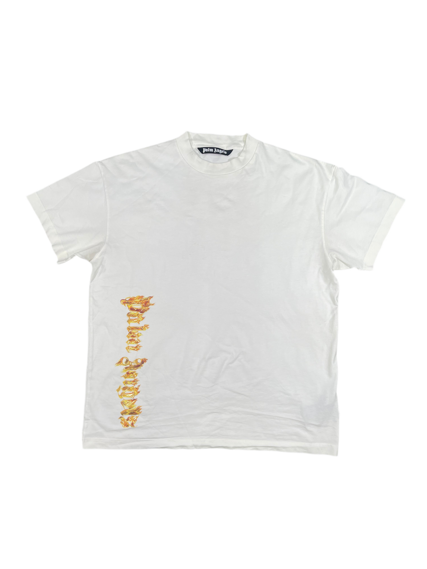 Palm Angels Burning Palm Logo Cotton T-Shirt White