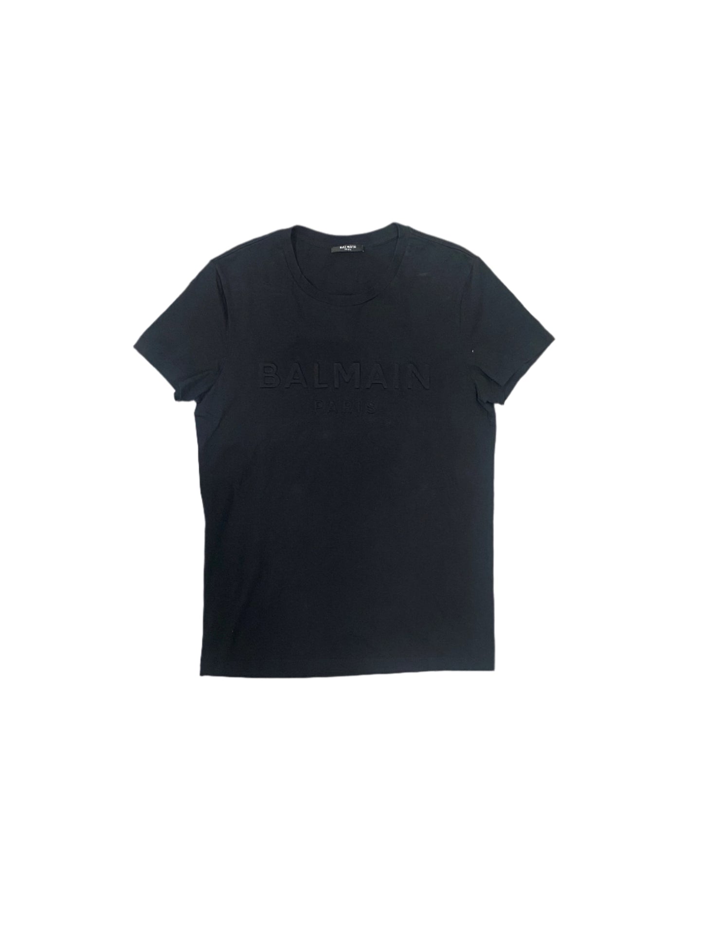 Balmain Logo Embossed Cotton T-Shirt Black