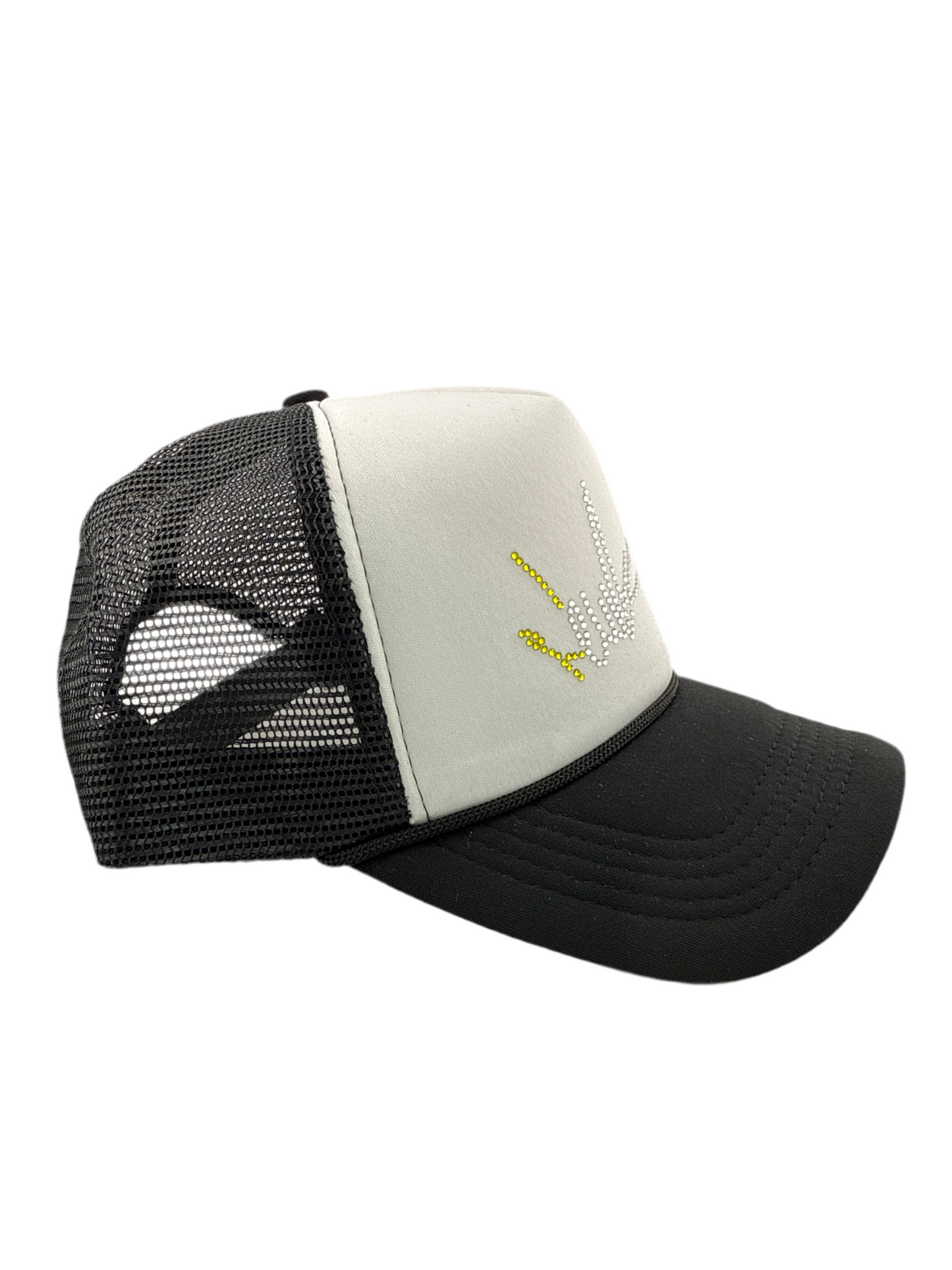NewYrrk Two Tone Hat w/Yellow White Crystals
