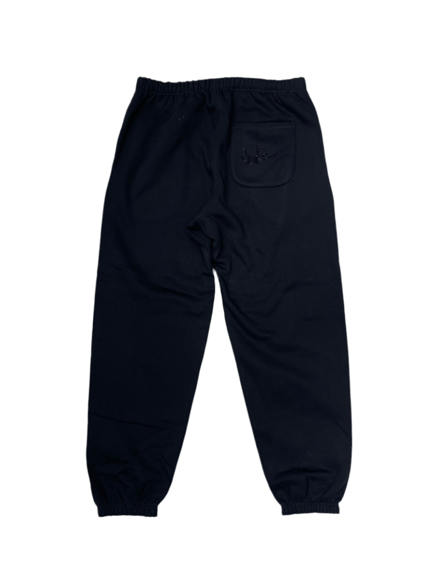 NewYrrk Black Sweatpants w/ Black Crystal