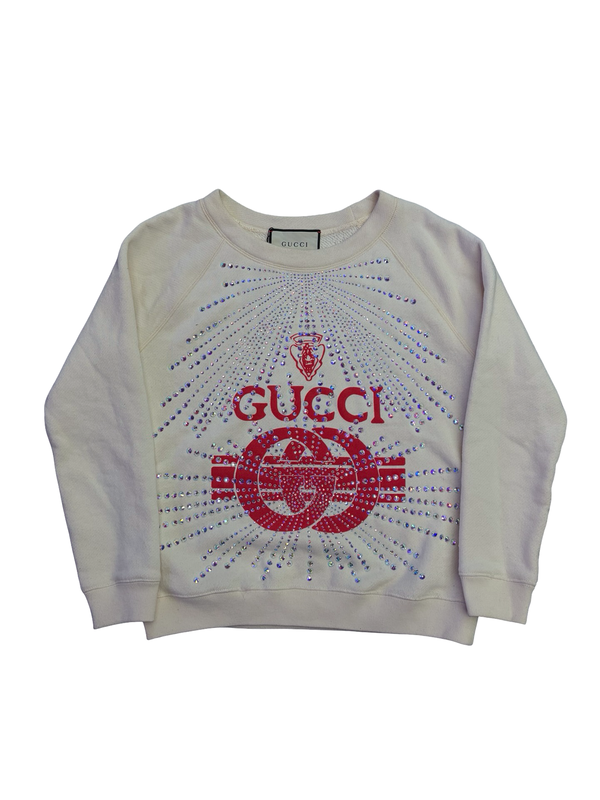 Gucci Rhinestone Decoration Crewneck Sweater Ivory