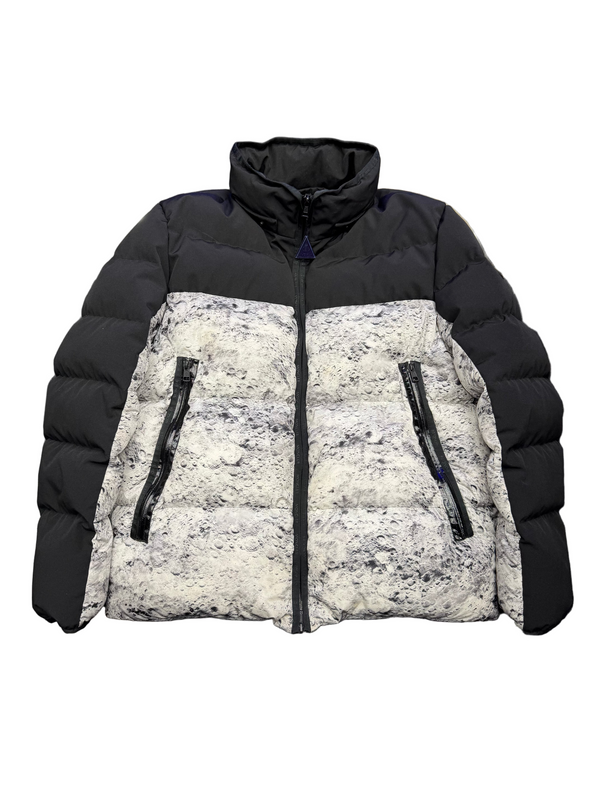 Moncler Blanc Moon Print Hooded Down Parka Black White