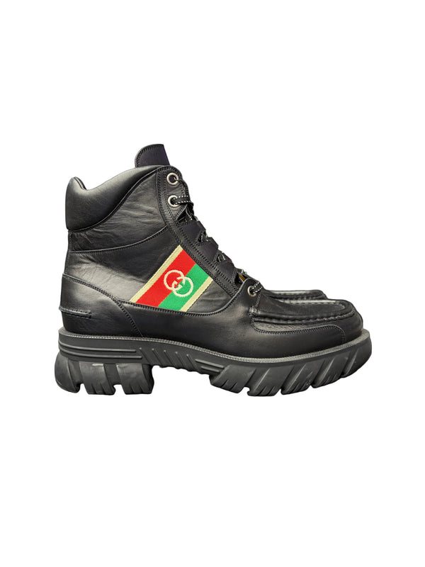 Gucci 60MM Romance Leather Combat Boots Black