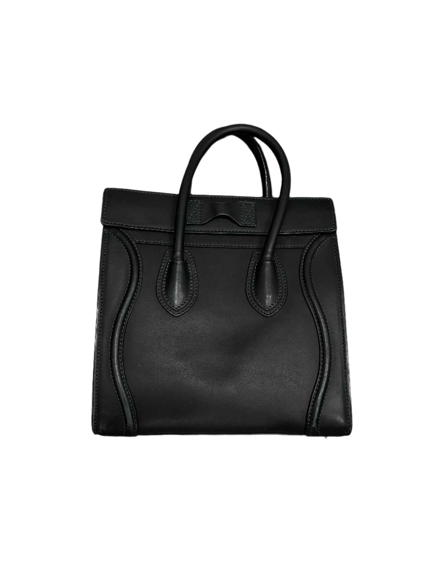 Celine Luggage Bag Drummed Calfskin Leather Navy