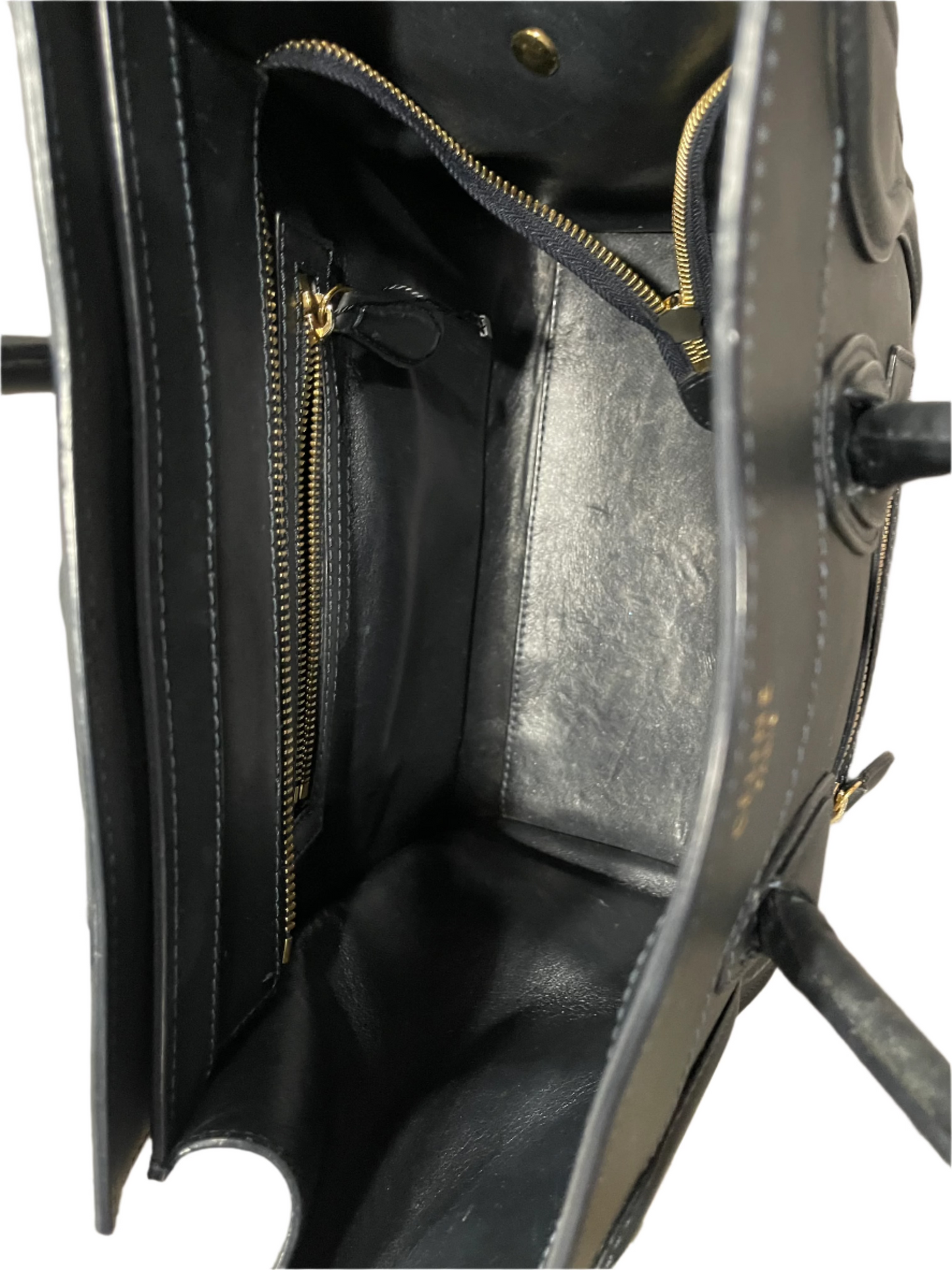 Celine Luggage Bag Drummed Calfskin Leather Navy