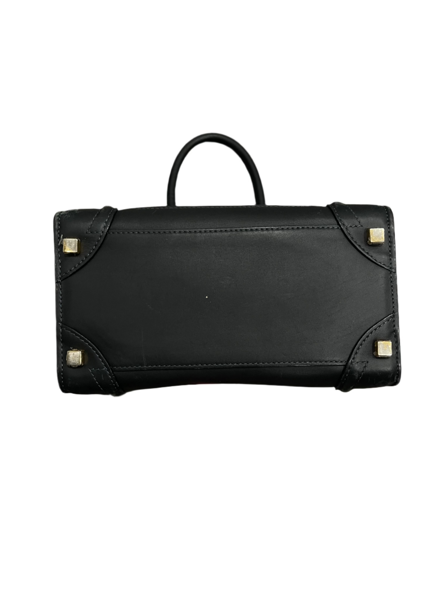 Celine Luggage Bag Drummed Calfskin Leather Navy