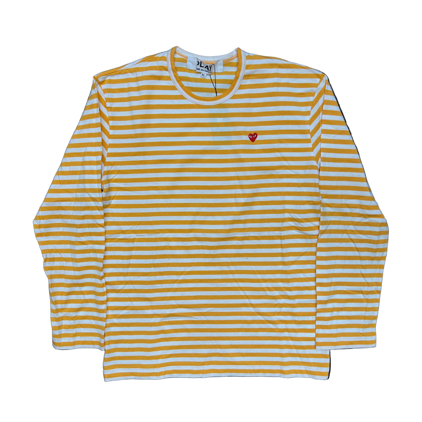CDG PLAY Pastelle Striped L/S T-Shirt Yellow White