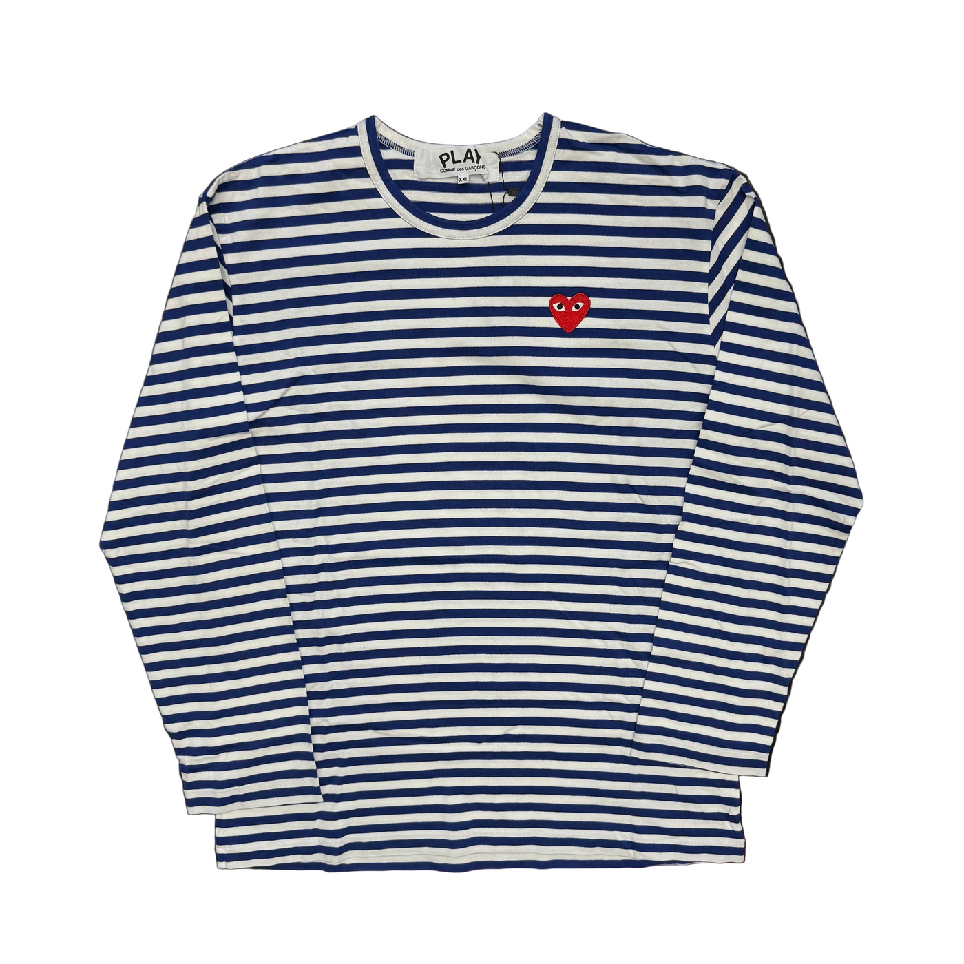 CDG PLAY Pastelle Striped L/S T-Shirt Navy White