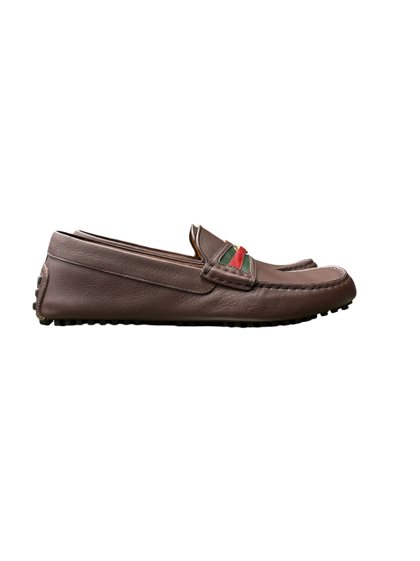 Gucci Aryton Web Stripe Leather Moccasins