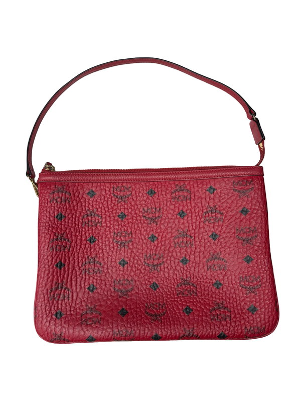 MCM Visetos Printed Shoulder Bag Red