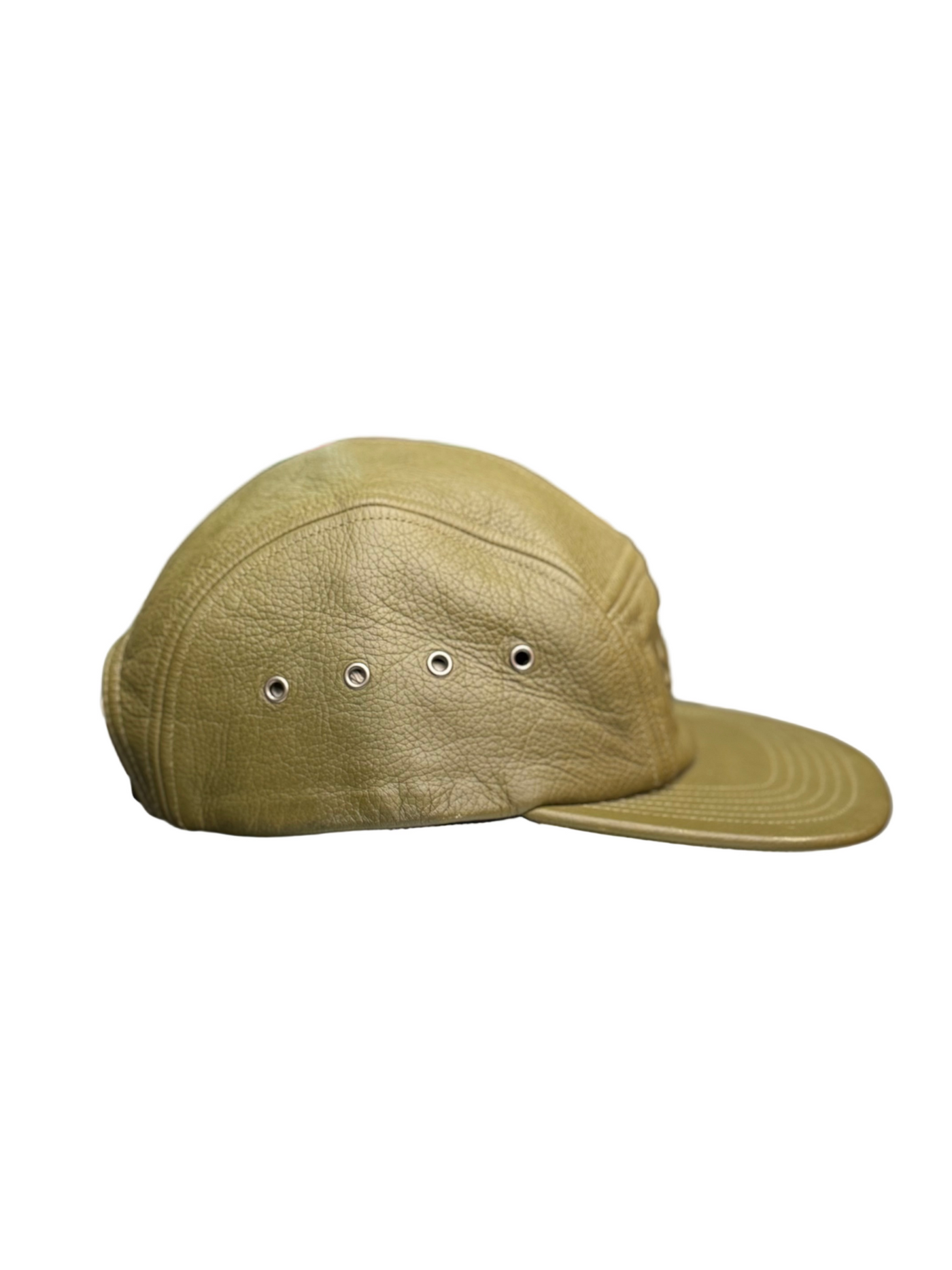 Supreme Pebbled Leather Camp Cap Olive