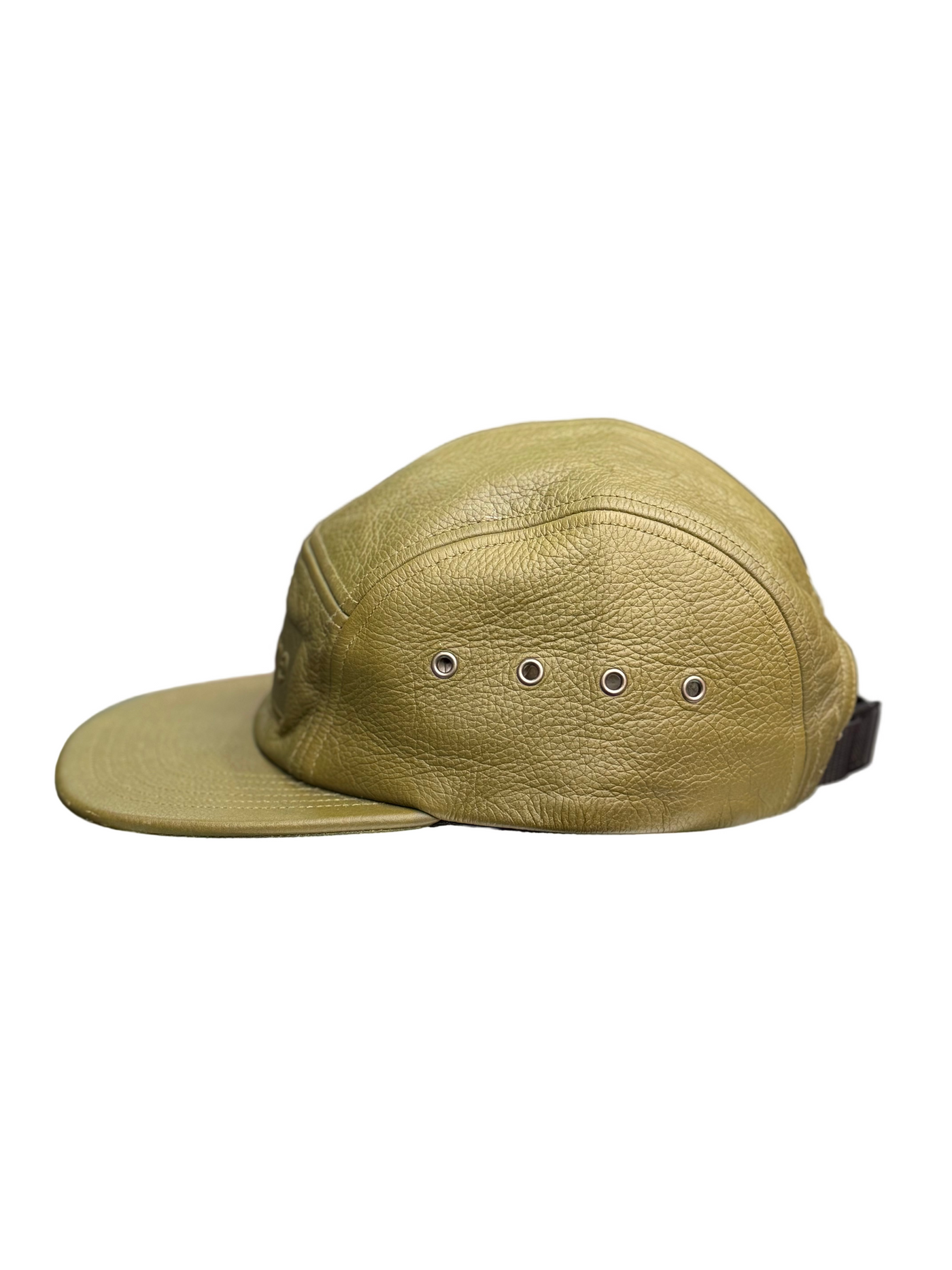 Supreme Pebbled Leather Camp Cap Olive