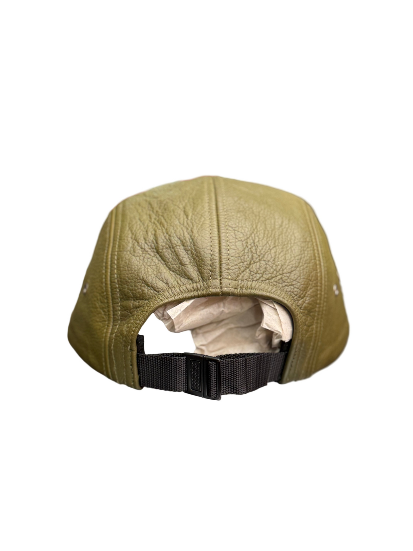 Supreme Pebbled Leather Camp Cap Olive