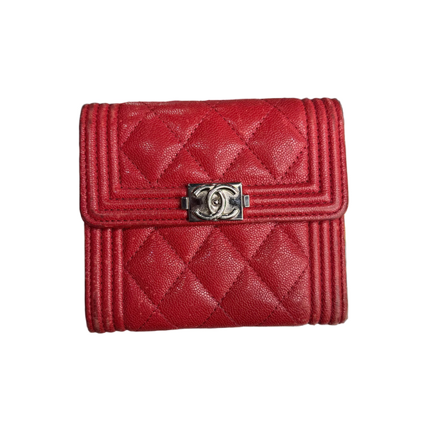 Chanel Interlocking CC Logo Compact Wallet Red